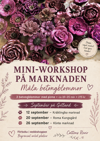 Mini-Workshop på marknad - måla betongblommor